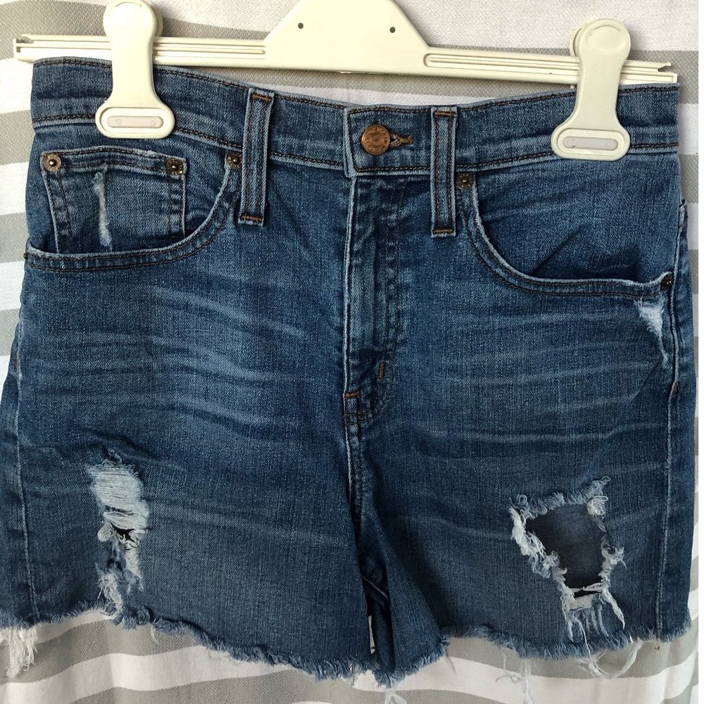 J. Crew Distressed Highwaisted Denim Shorts
